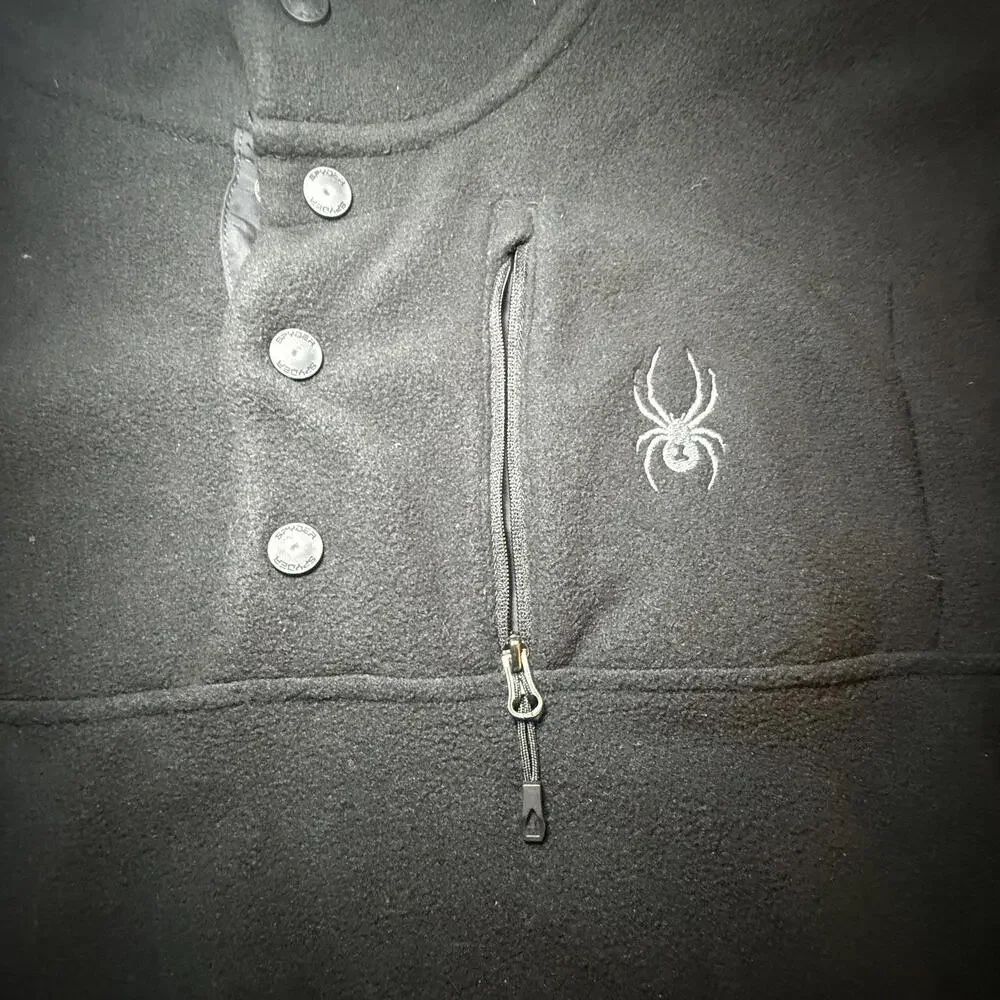 Spyder Black Fleece Quarter Snap Performance Pullover.‎ Mens Size MEDIUM